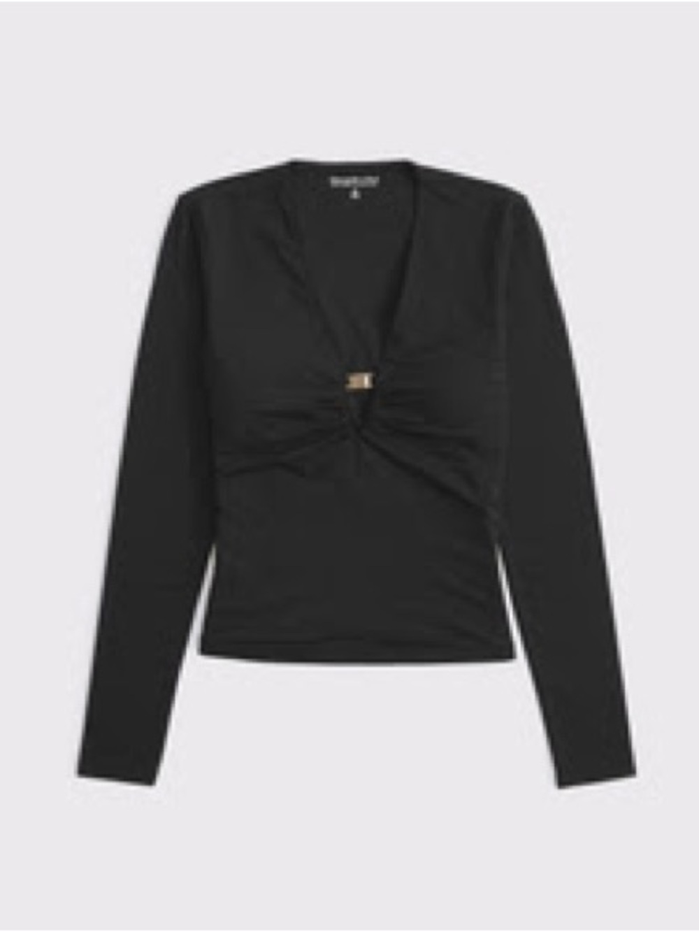 Black Long-Sleeve Twist Front Top -  Women